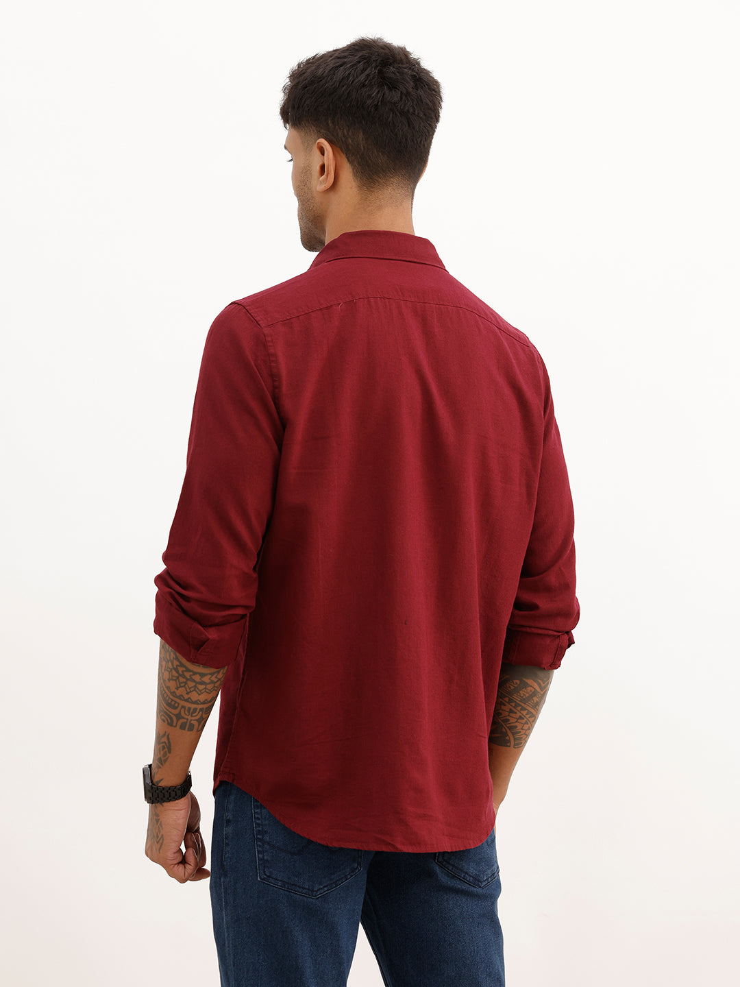 Solid Slim Fit Full Sleeve Shirt | Maroon | WSH02FSSL0181S