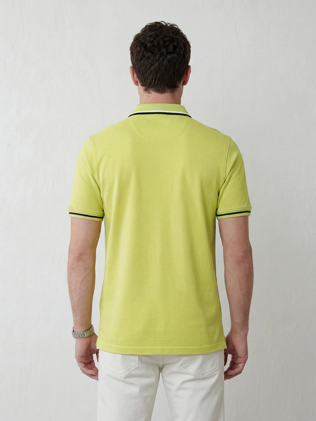 Smart Casual Polo with contrast Collar Detail | Light Green