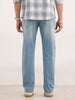 Straight Fit Faded Denim Jeans  | Light Blue