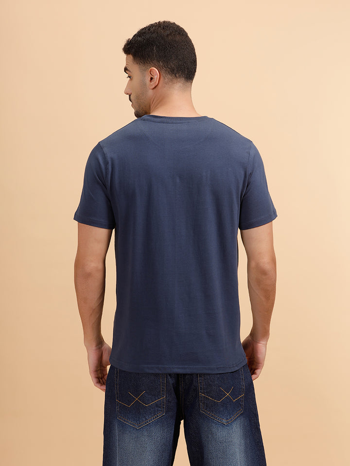 Tonal Logo Printed Slim Fit T-Shirt | Navy
