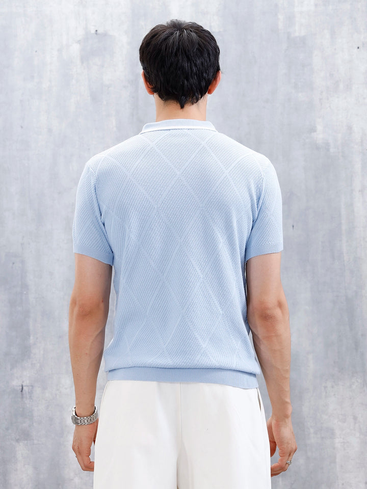 Men's Textured Slim Fit Polo Tshirt | Blue