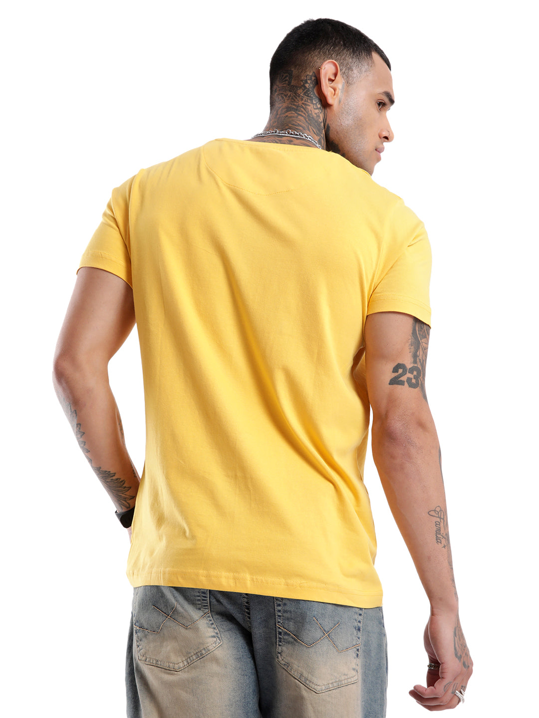 Rebel Wave Yellow Printed T-Shirt