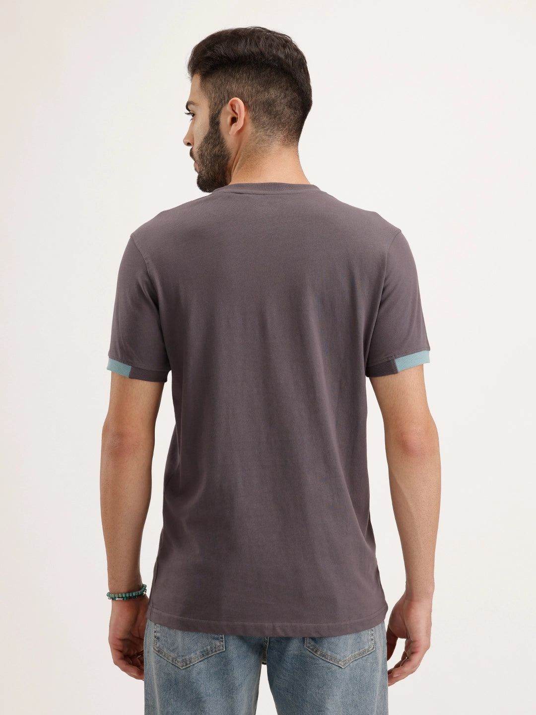 Contrast Collar Slim Fit T-Shirt | Dark Grey