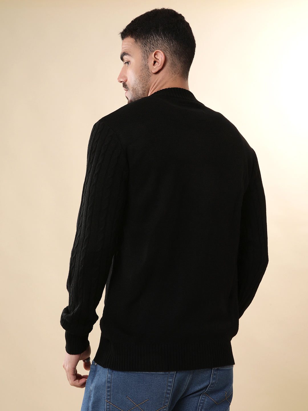 Black Zipper Solid Sweater