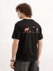 Comfort Fit Placement Printed T-Shirt  | Black