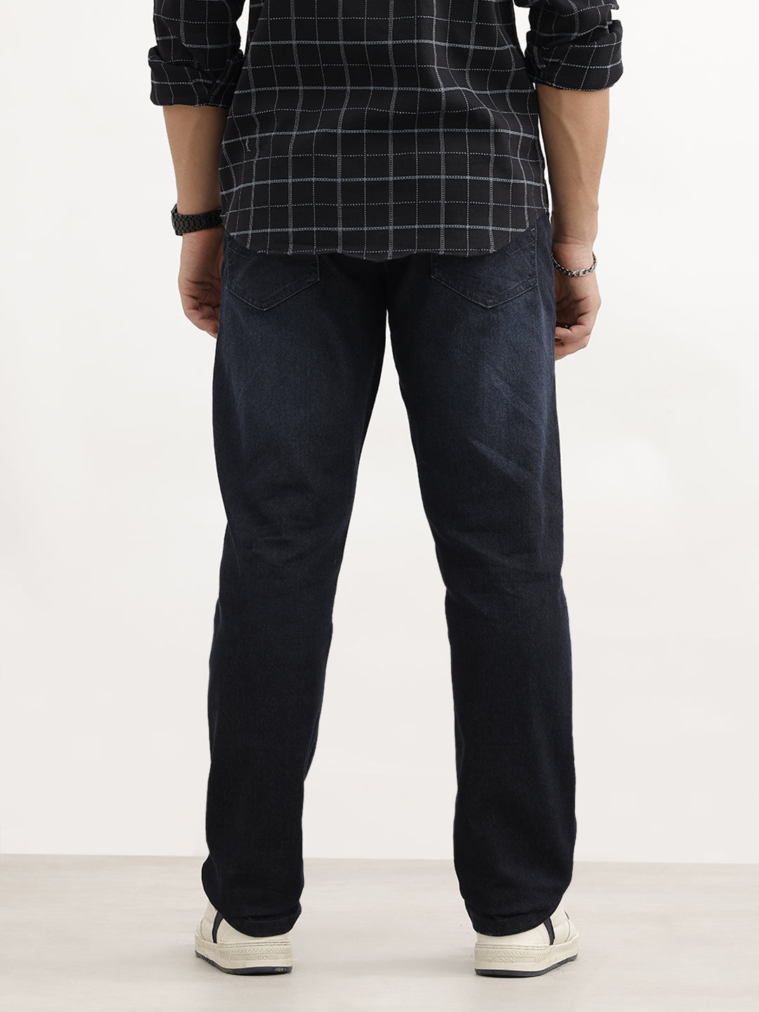 Solid Straight Fit Denim Jeans | Dark Blue