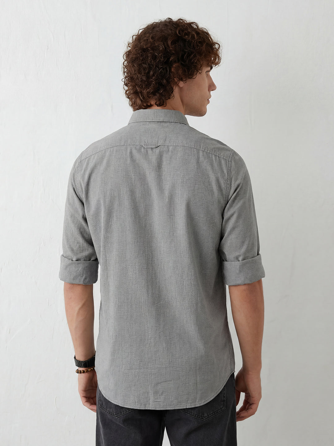Slim Fit Solid Full Sleeve Shirt | Grey