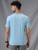 Raw Edged Blue Crew Neck T-Shirt