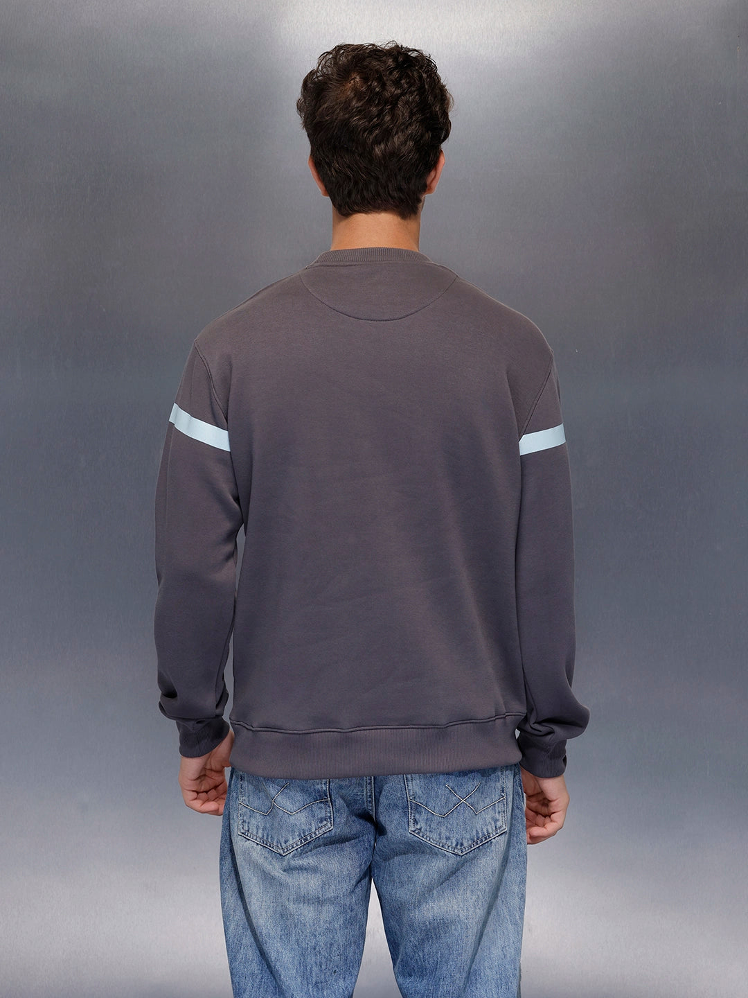 Sporty Classic Stripe Sweatshirt | Grey