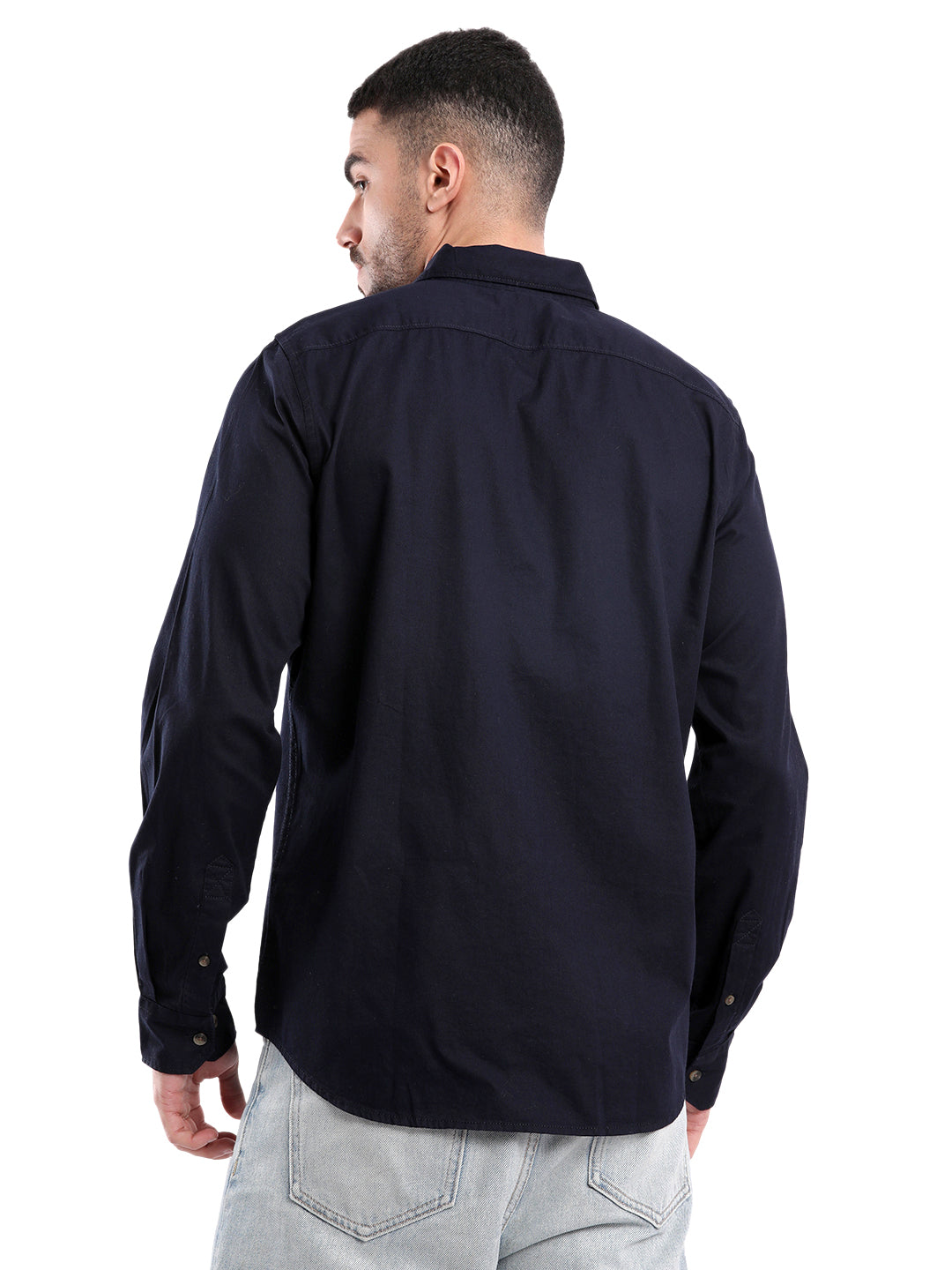 Solid Navy Twill Spoyl Shirt