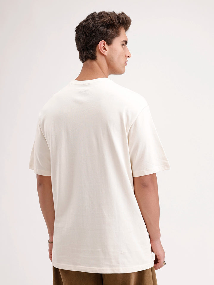 Oversized Foil Printed T-Shirt | Beige