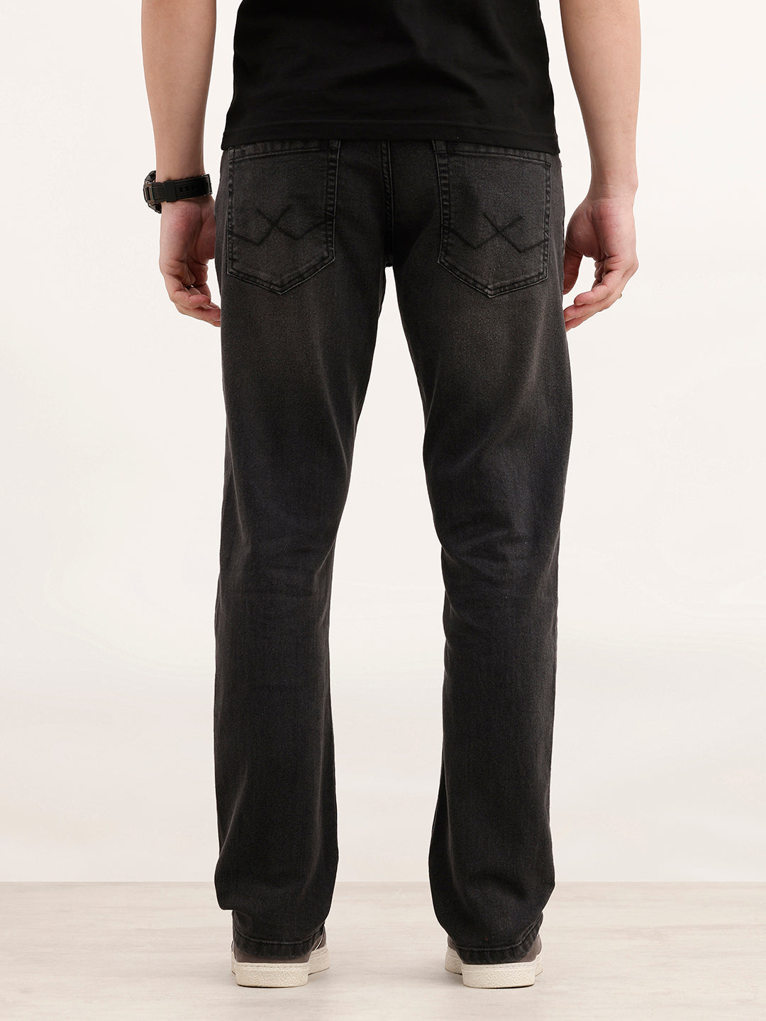 Solid Straight Fit Denim Jeans | Dark Grey