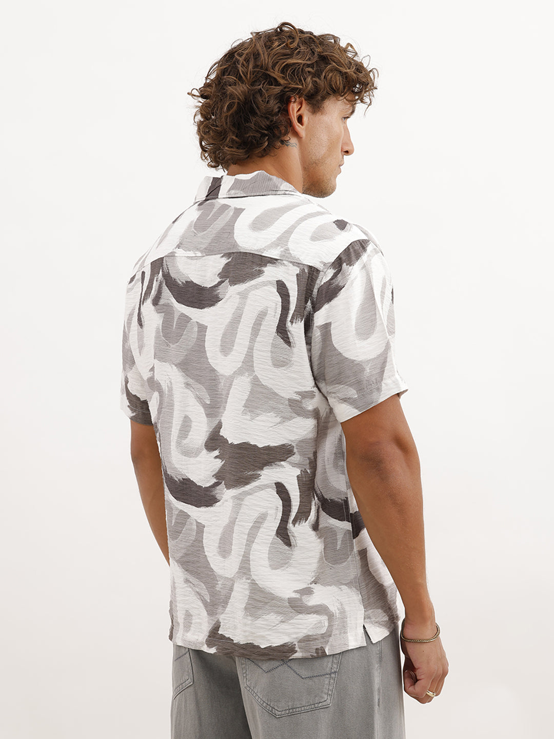 Resort Fit Textured AOP Shirt | Grey