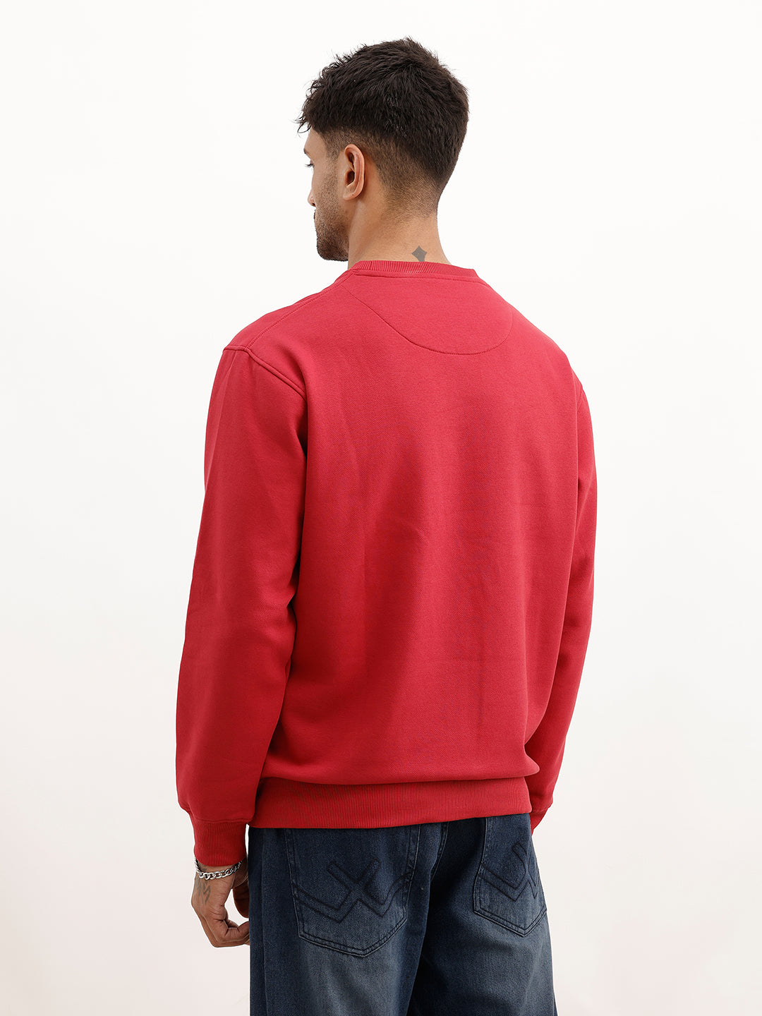 Comfort Fit Placement Printed Sweatshirt | Red