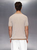 Textured knit polo tshirt with contrast collar | Khaki