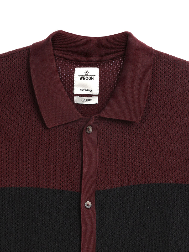 Colour-Blocked Flat Knit Shirt