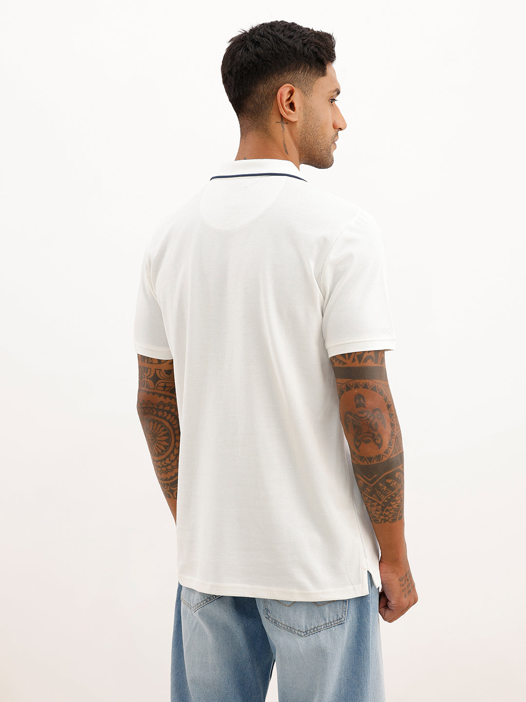 Classic Placement Printed Polo T-Shirt | White