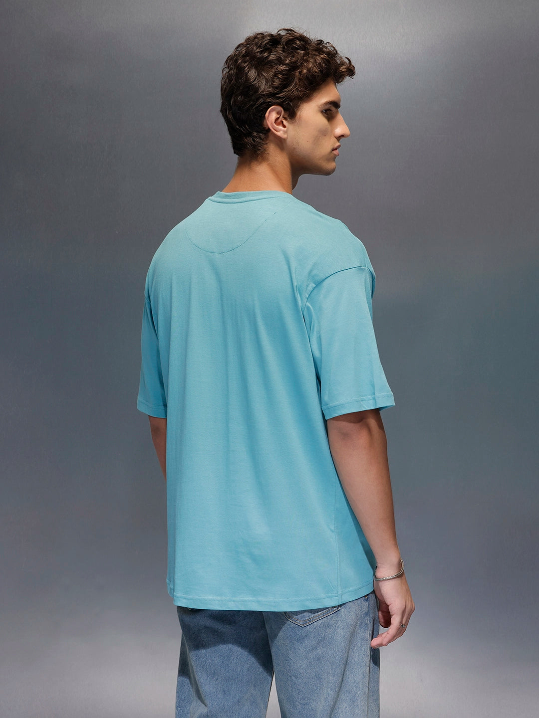 Wrogn Branded Oversized Casual Tee |  Teal