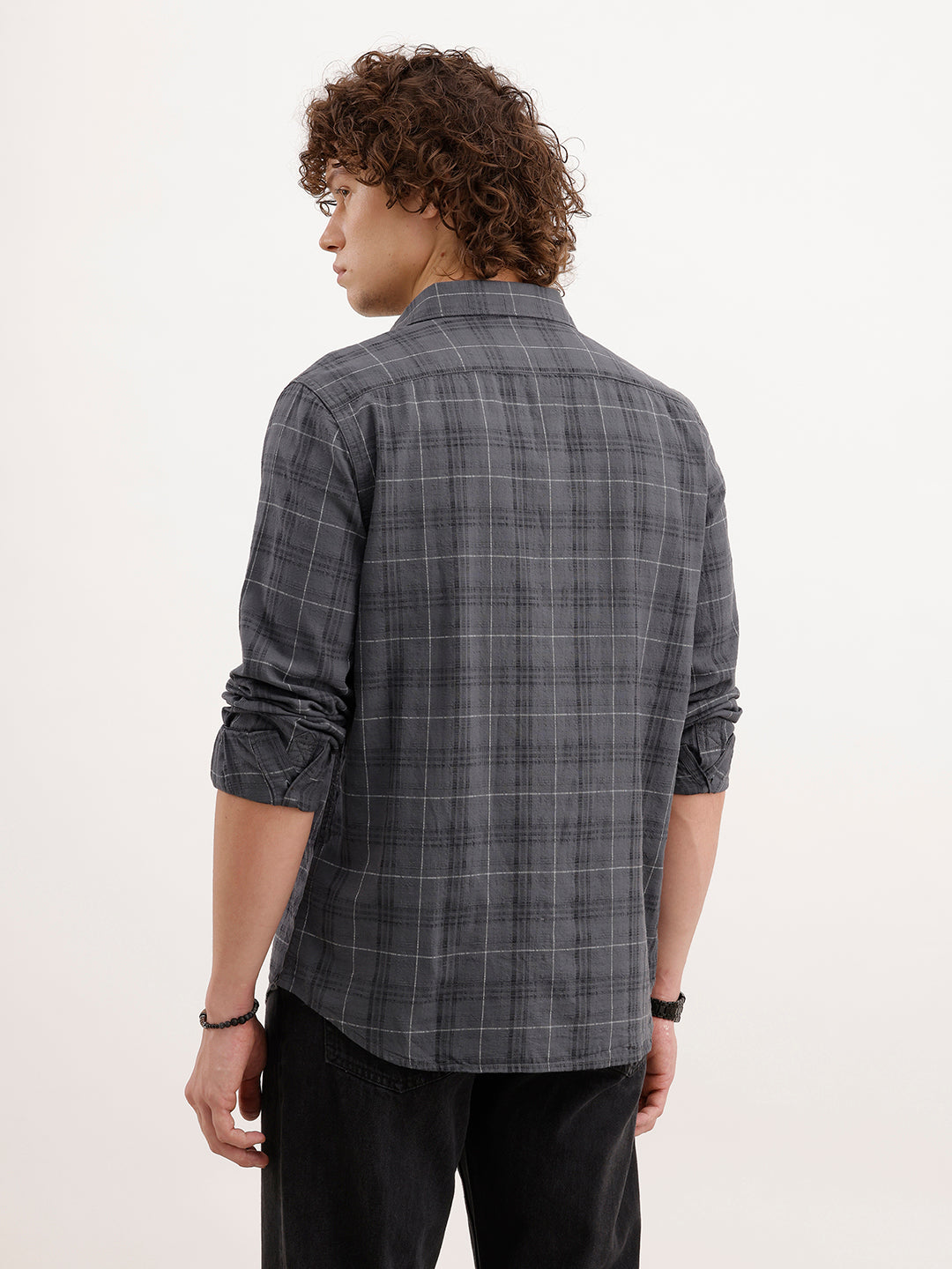 Slim Fit Textured Shirt  | Dark Grey