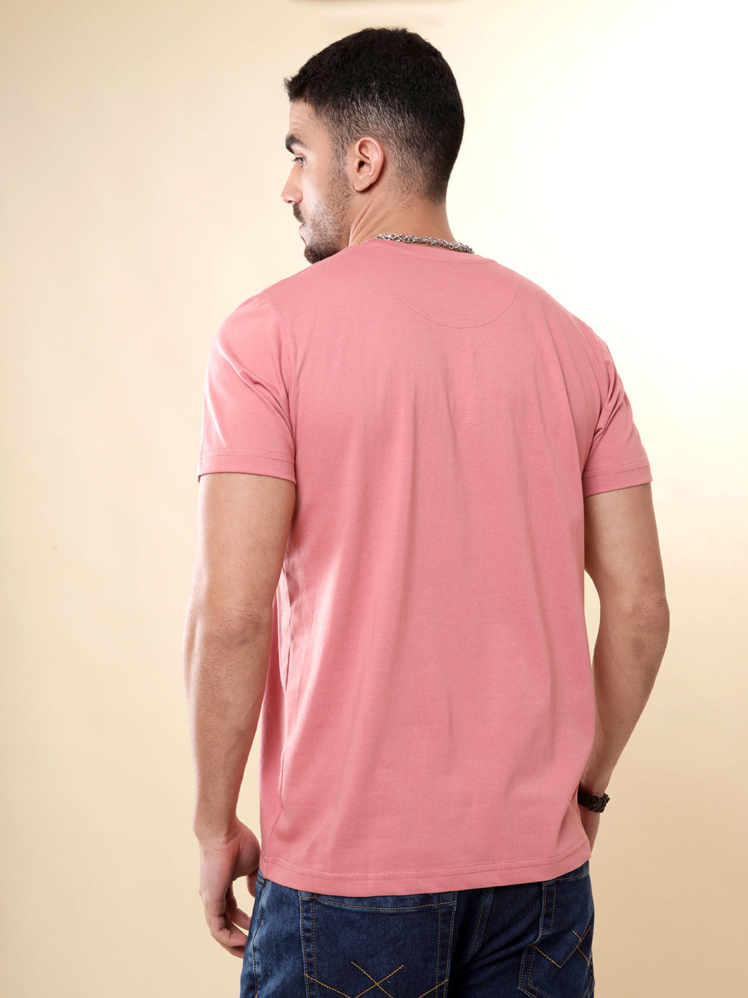 Pink Crew Neck Casual T-Shirt