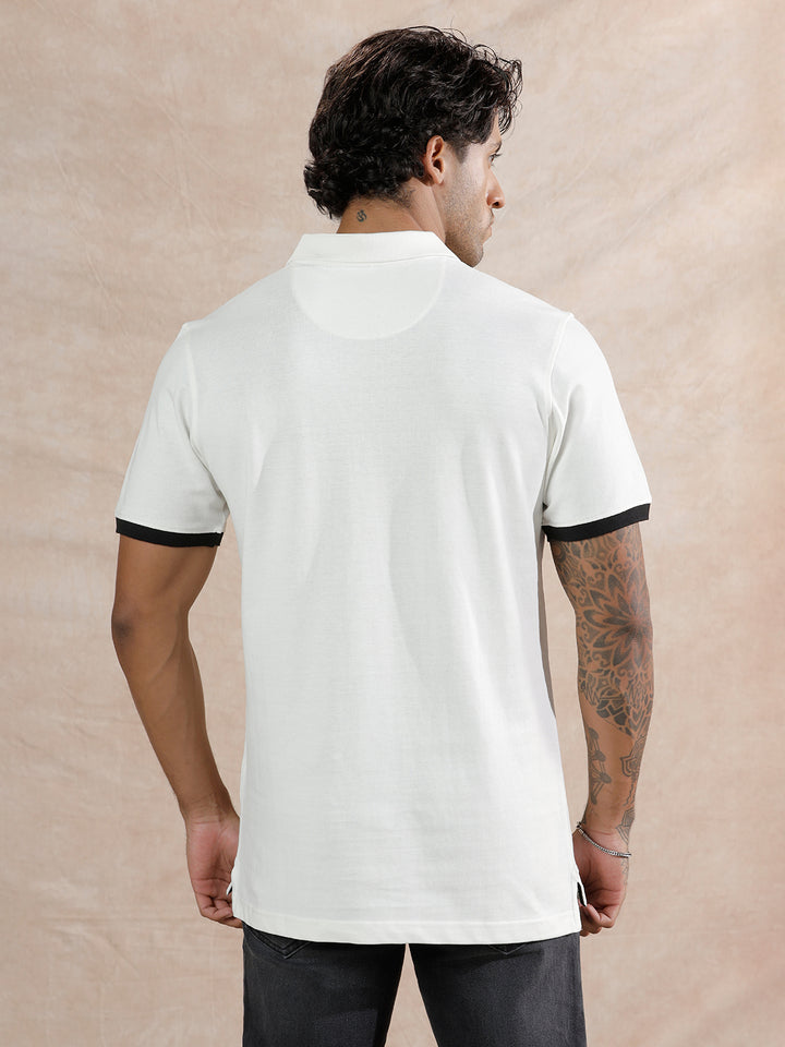 Solid Slim Fit Polo T-Shirt | White