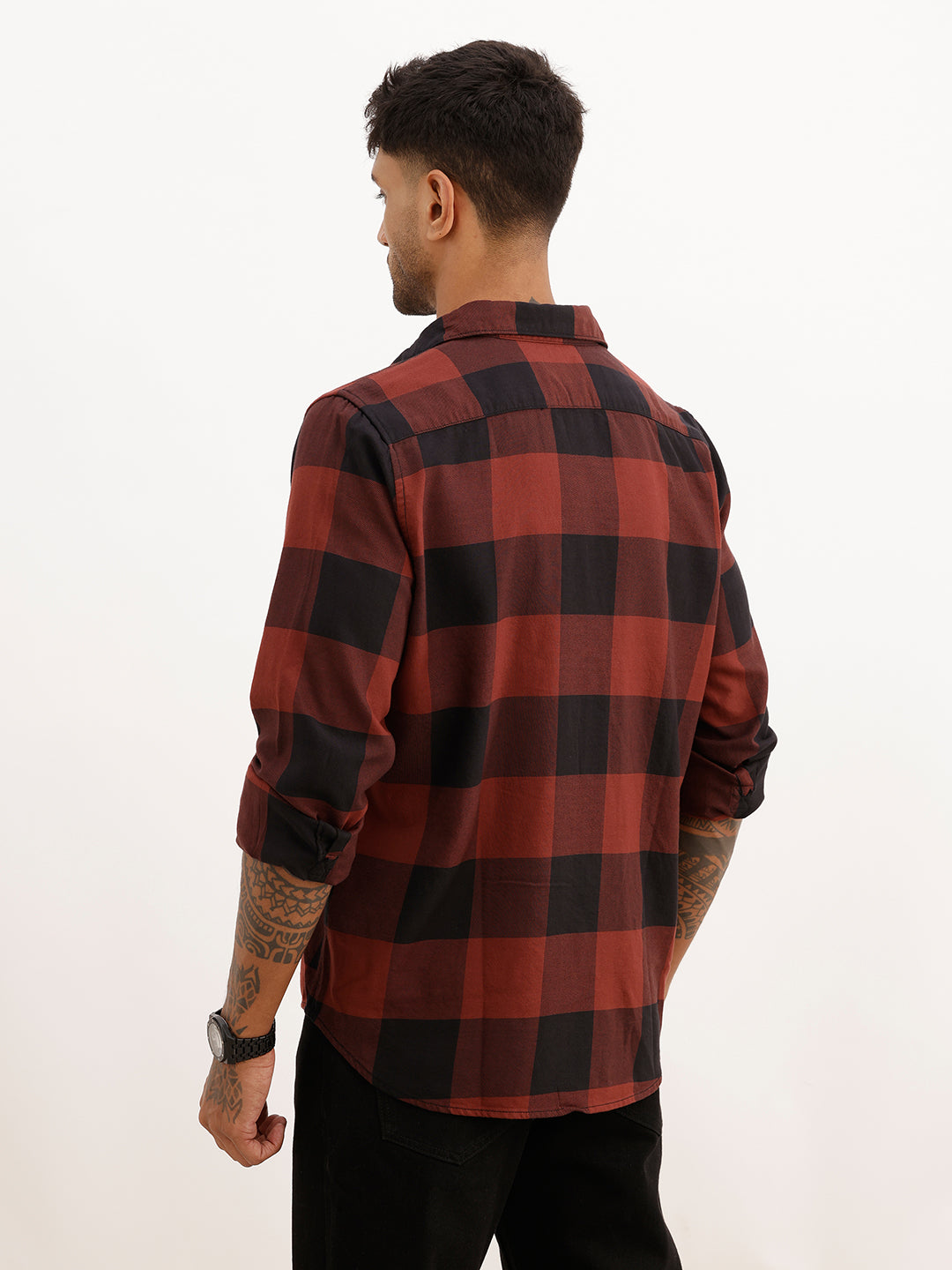 Regular Fit Checkered Shirt | Brown