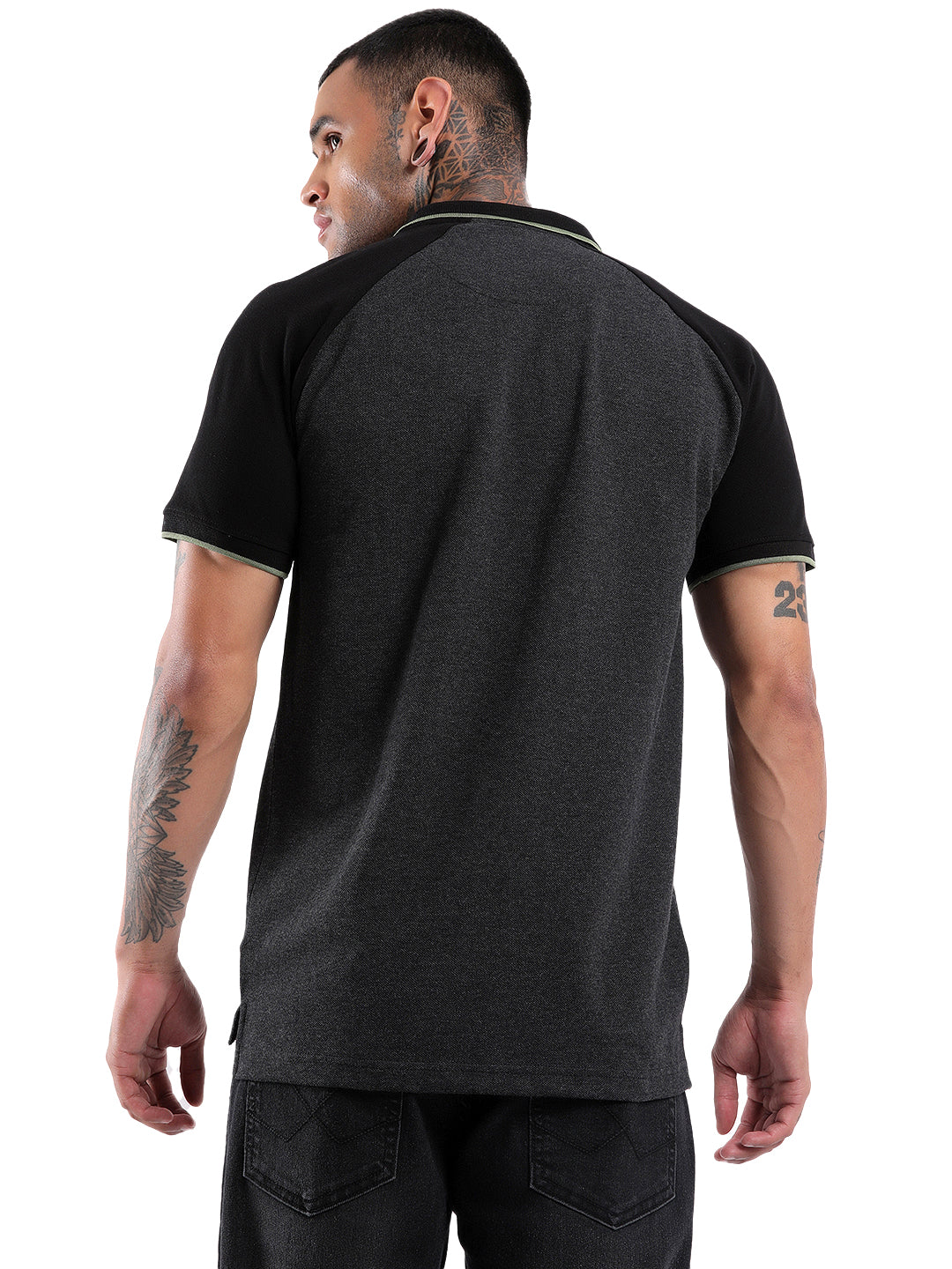 Dark Grey Raglan Sleeve Polo