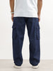 Faded Loose Fit Denim Cargo | Dark Blue