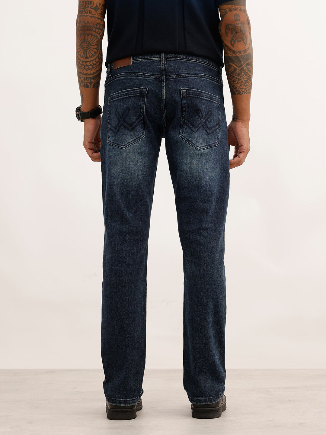 Faded Straight Fit Denim Jeans | Blue