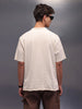 Raw Edge Printed T-Shirt | Beige
