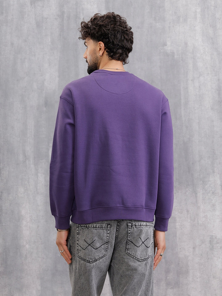 Metalic Foil Printed Sweatshirt | Purple