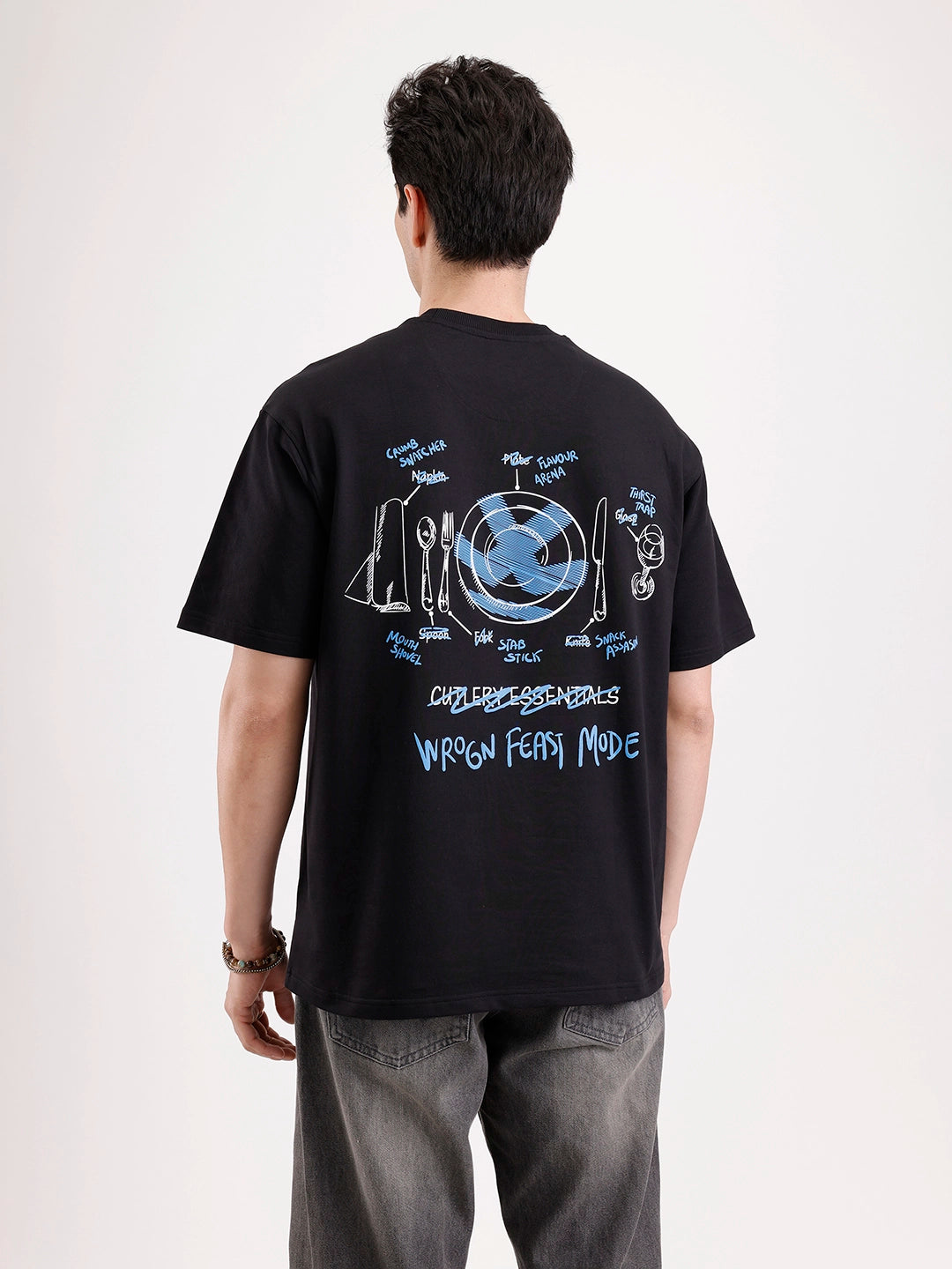 Classic Back Printed Oversized T-Shirt   |  Black