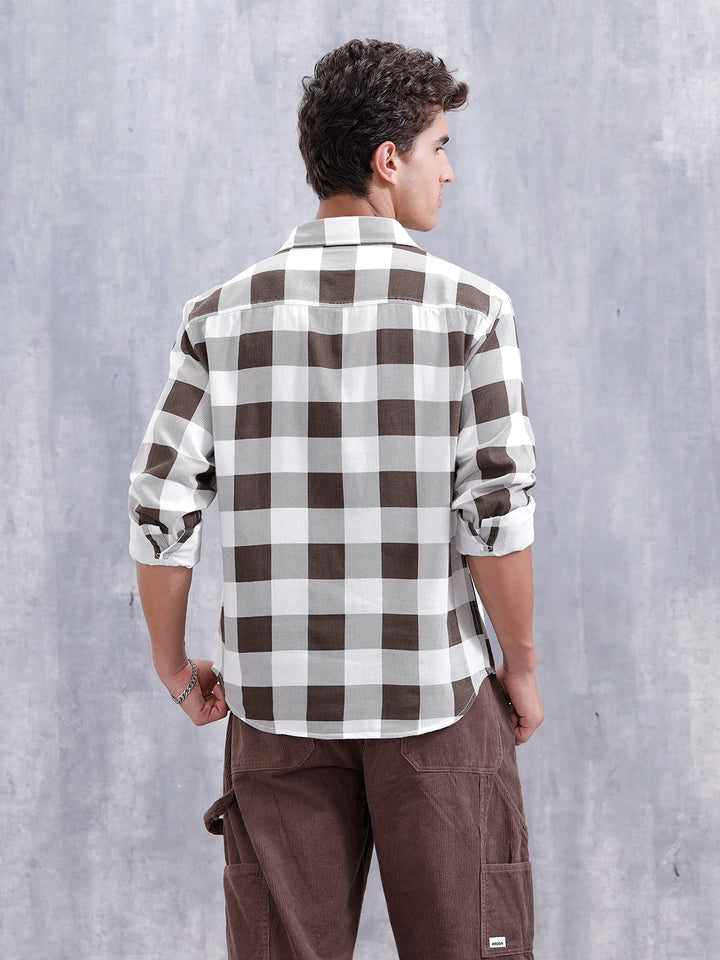 Men’ Comfort Fit Checkered Pattern Shirt | Brown