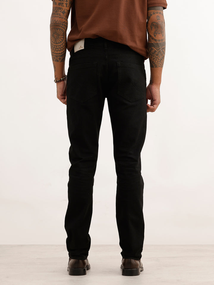 Solid Slim Fit Denim Jeans | Black