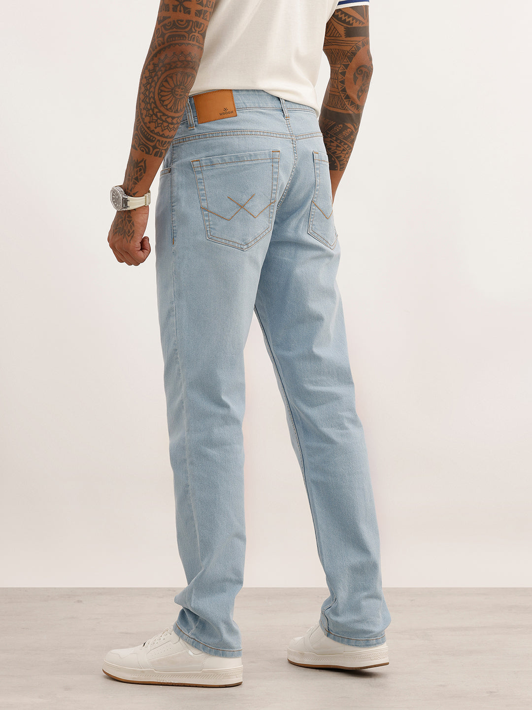 Solid Straight Fit Denim Jeans | Light Blue