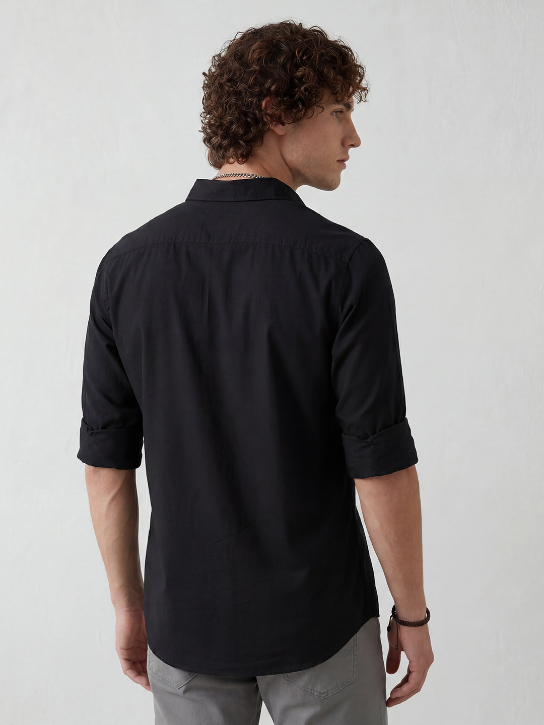 Solid Regular Fit Full Sleeve Shirt | Charcoal