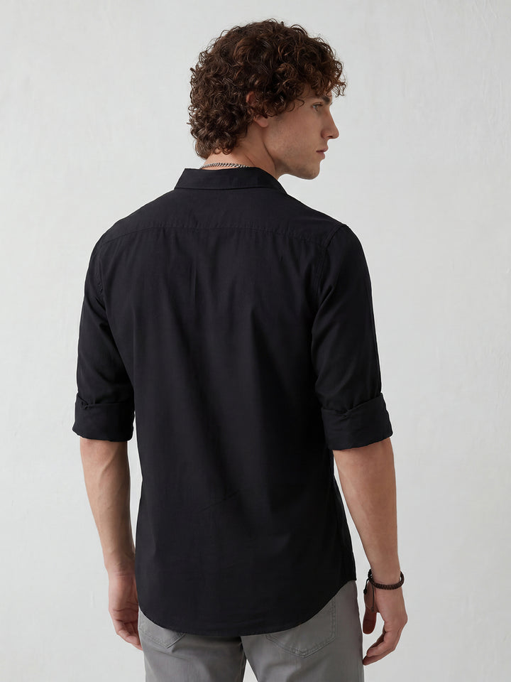 Solid Regular Fit Full Sleeve Shirt | Charcoal