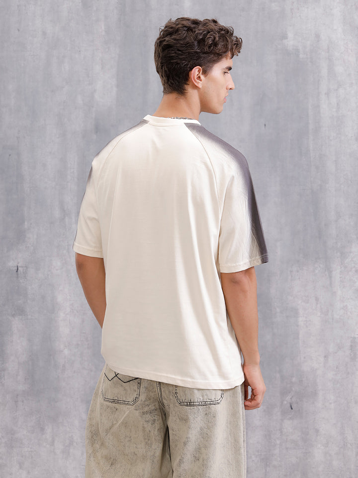 Placement Wash Oversized Fit Pure Cotton T-Shirt | Beige