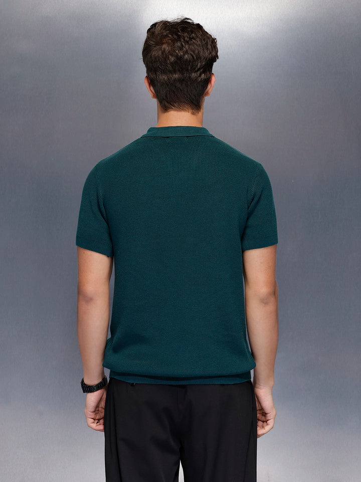 Fine-Textured knit polo | Green