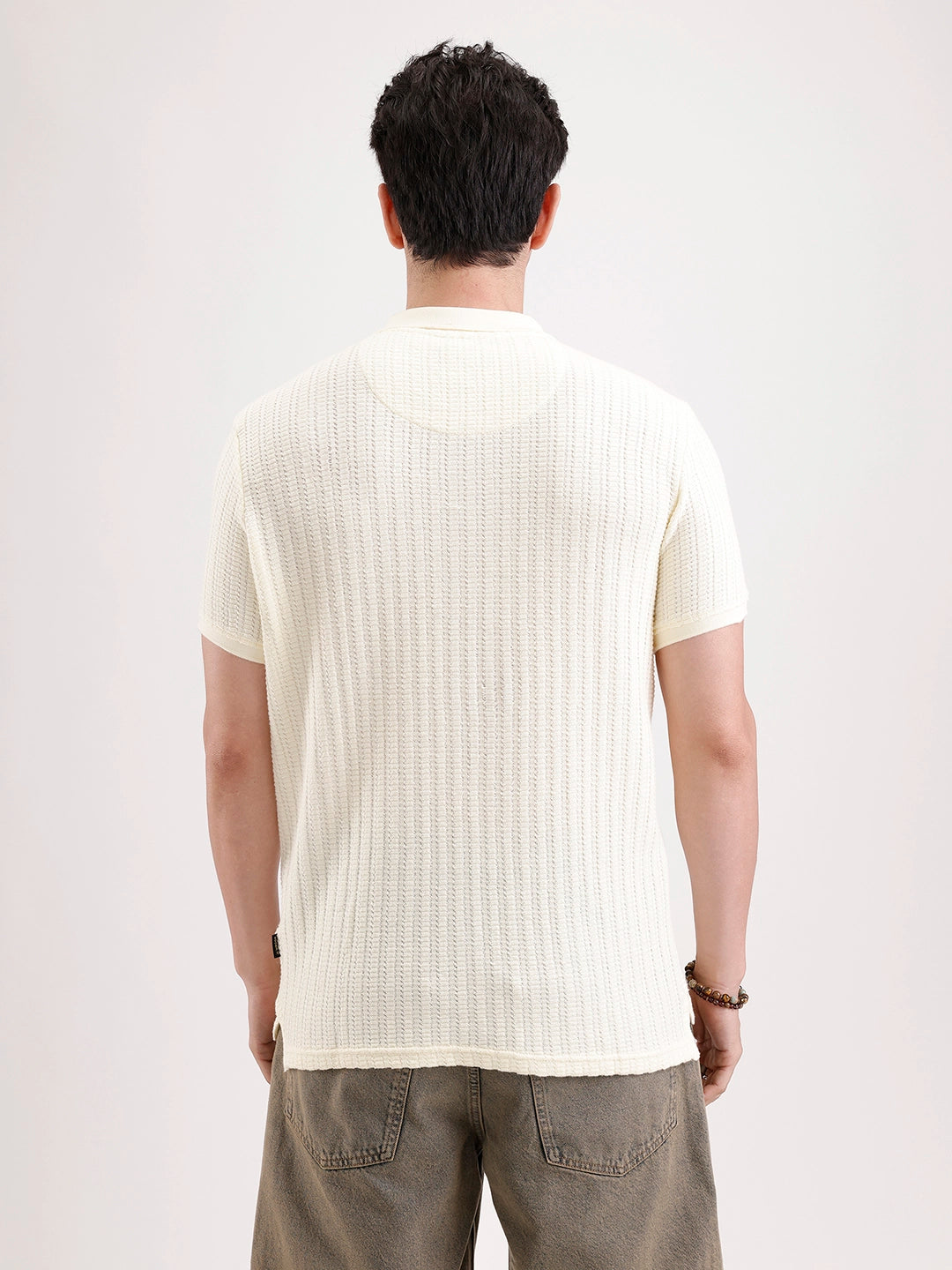 Textured Slim Fit Polo T-Shirt  | Yellow