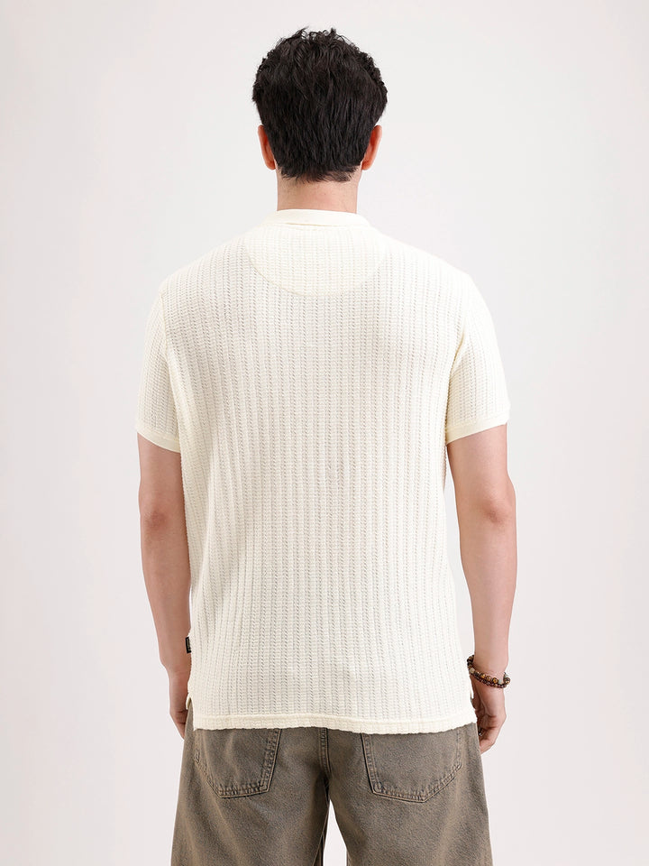 Textured Slim Fit Polo T-Shirt  | Yellow
