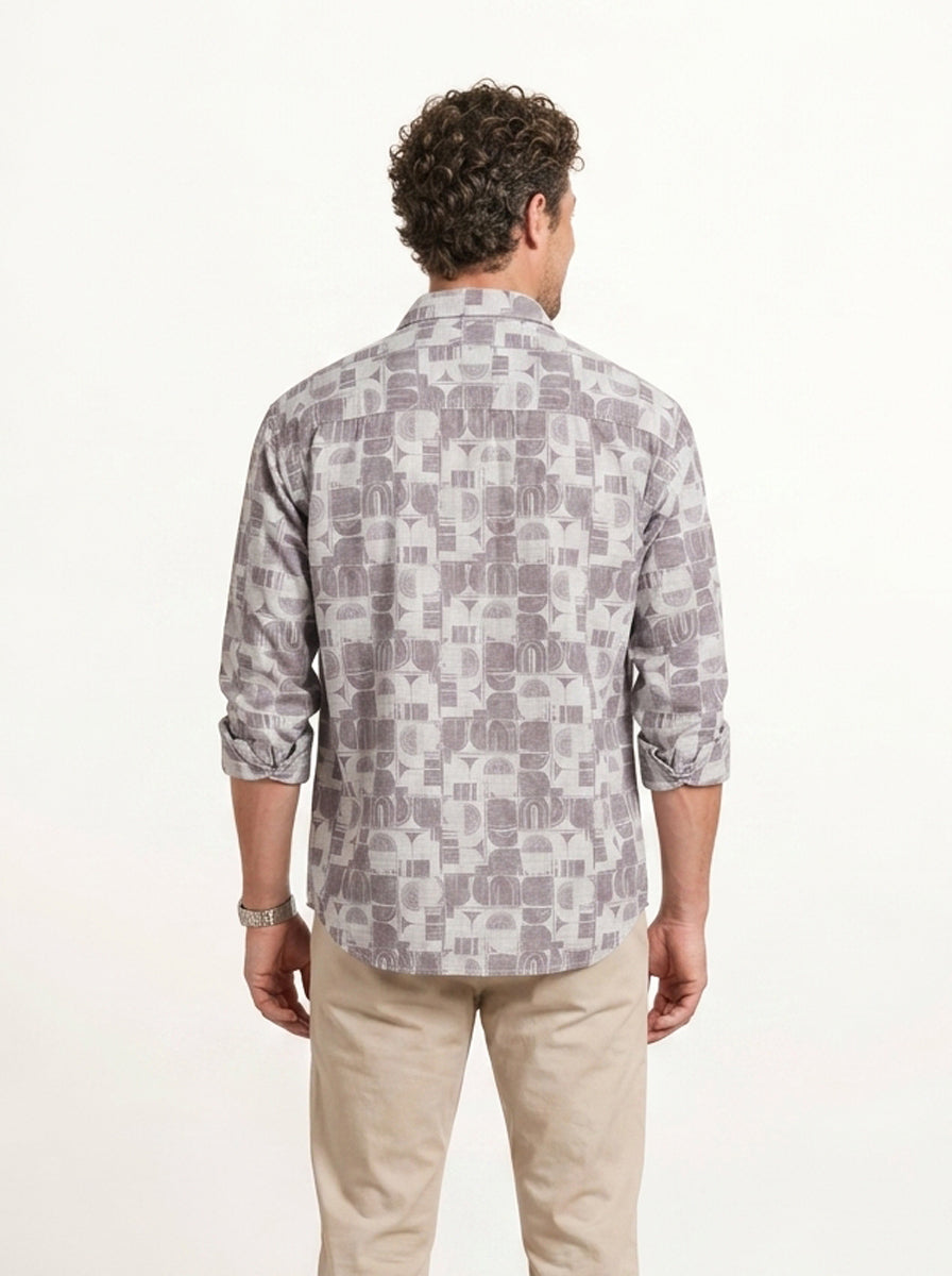 Slim Fit AOP Full Sleeve Shirt | Purple