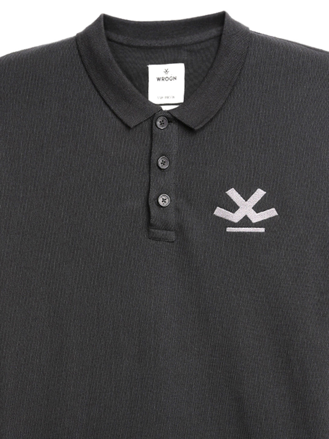 Solid Black Logo Embroidered Polo T-Shirt