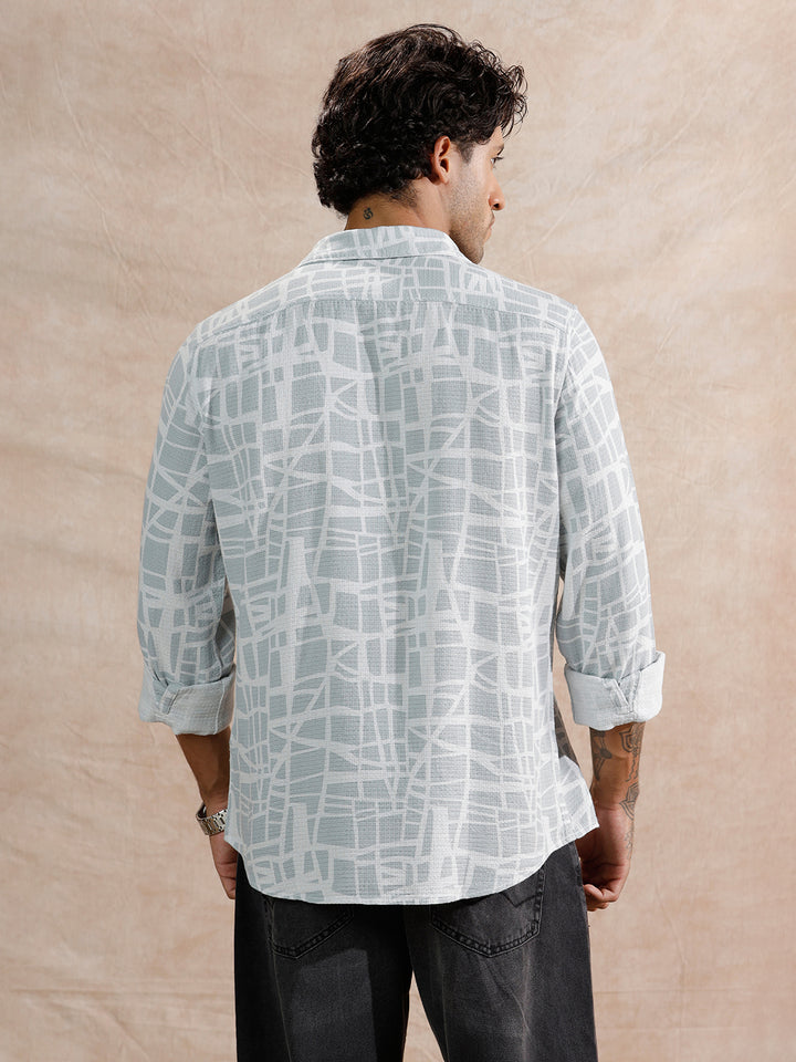 Textured AOP Regular Fit Shirt | Light Blue