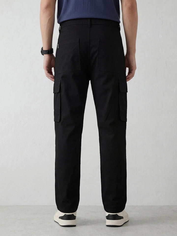 Men's casual cargo loose fit trousers | Black
