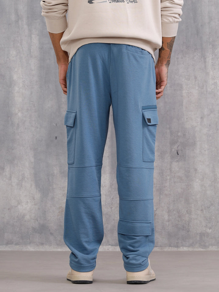 Comfort Fit Trackpants With Utility Cargo Pockets | Blue