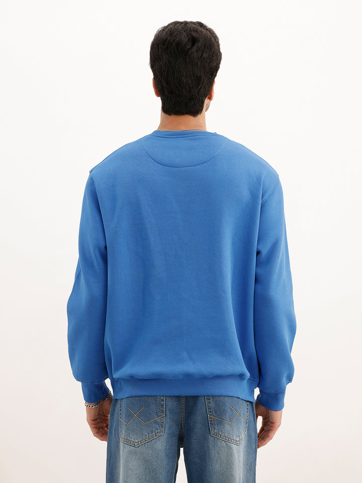 Comfort Fit Placement Printed Sweatshirt | Blue