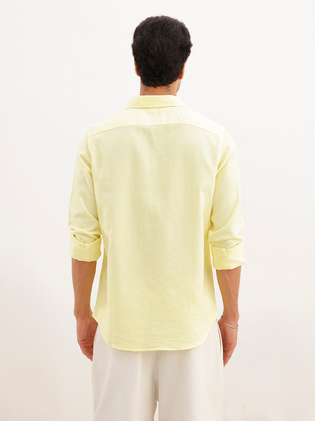 Solid Relaxed Fit Textured Shirt | Yellow