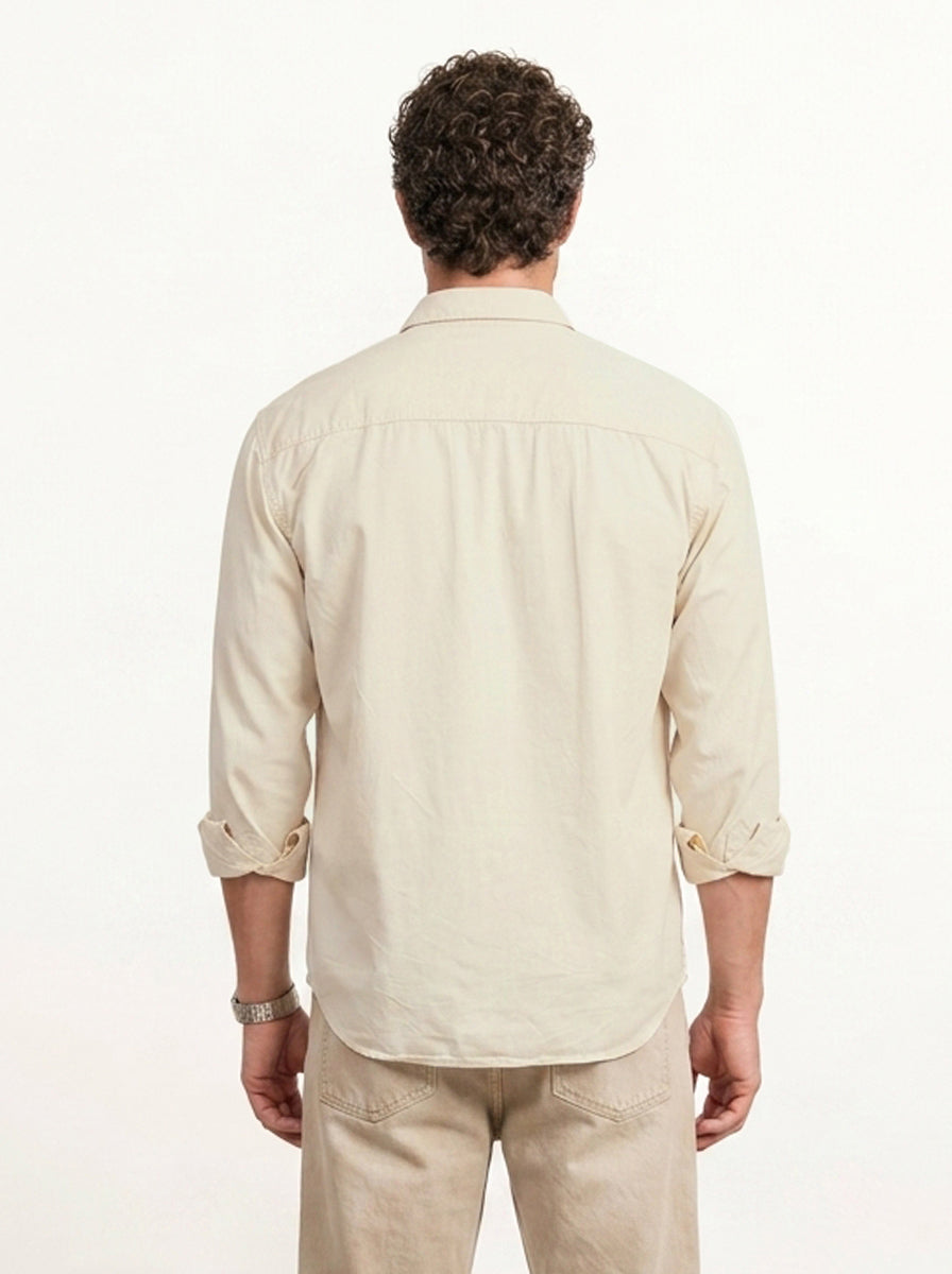 Comfort Fit Placement Printed Shirt | Beige
