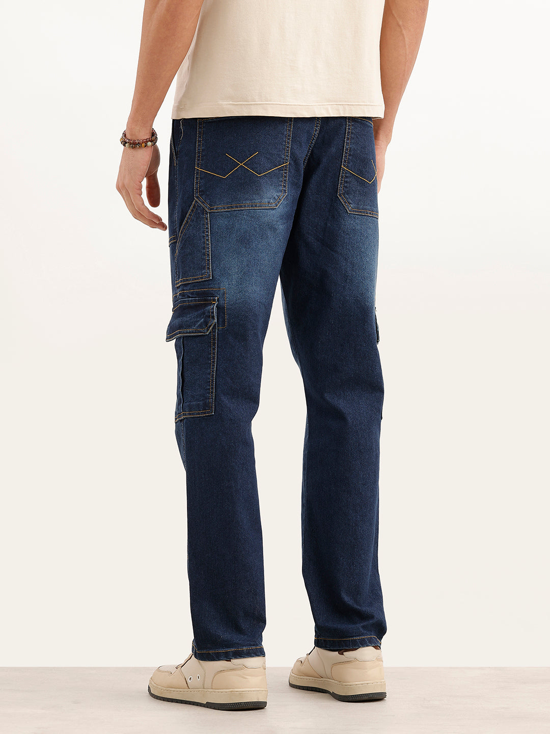Classic Relaxed Fit Denim Cargos | Dark Blue